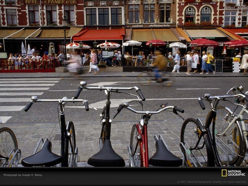 Bicycles in a European city
