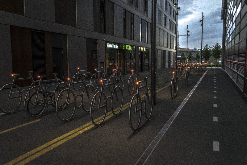Bicycles in Bike Racks
