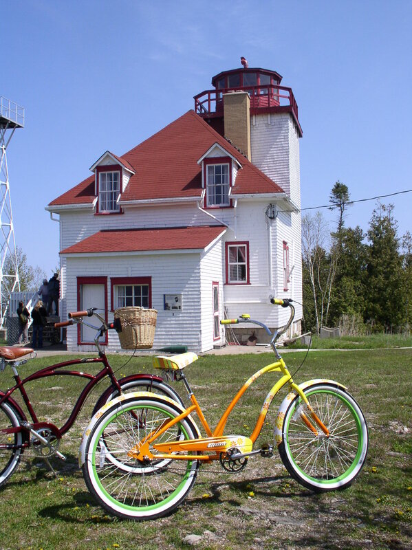 Bicycles in front of a lighthouse