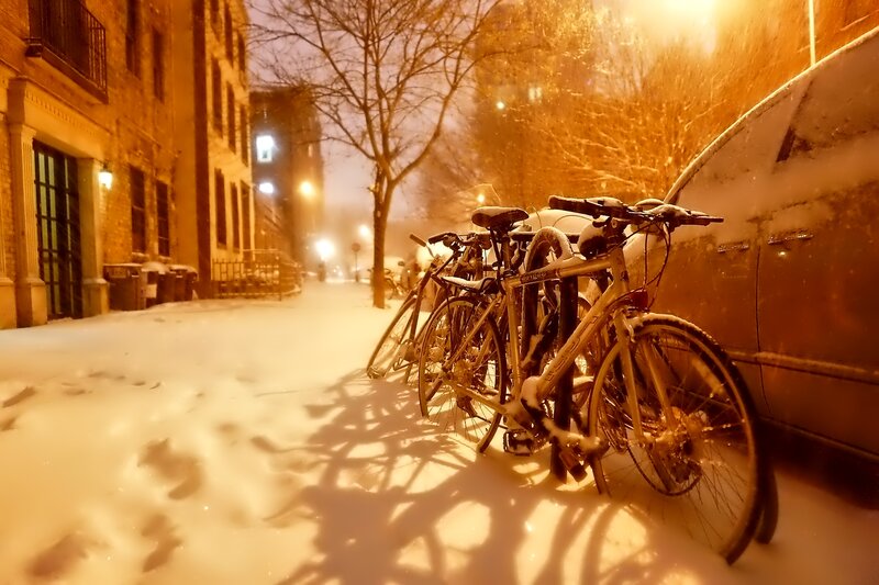 Bicycles in Snow — Orange