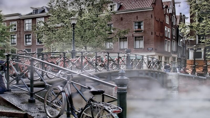 Bicycles on a Bridge — Gray