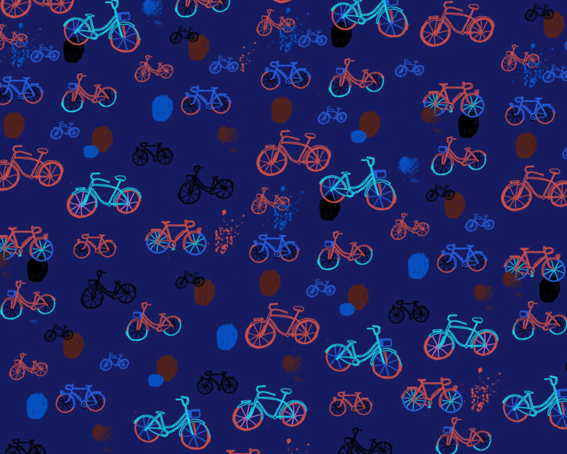 Bicycles on Blue Background