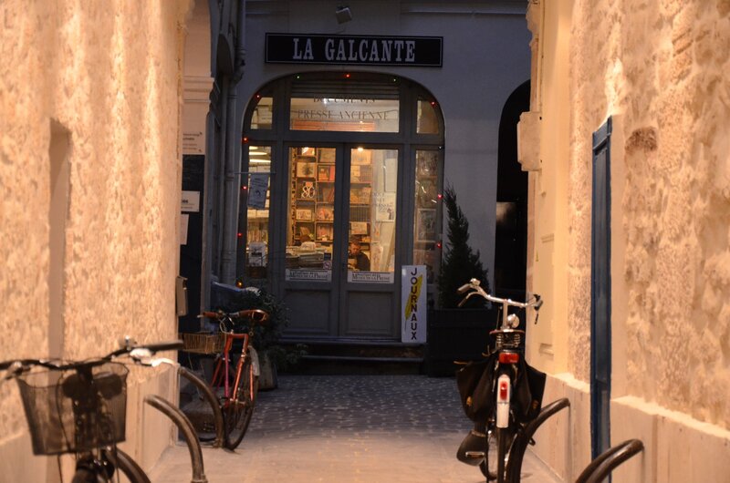Bicycles outside a bookstore in France