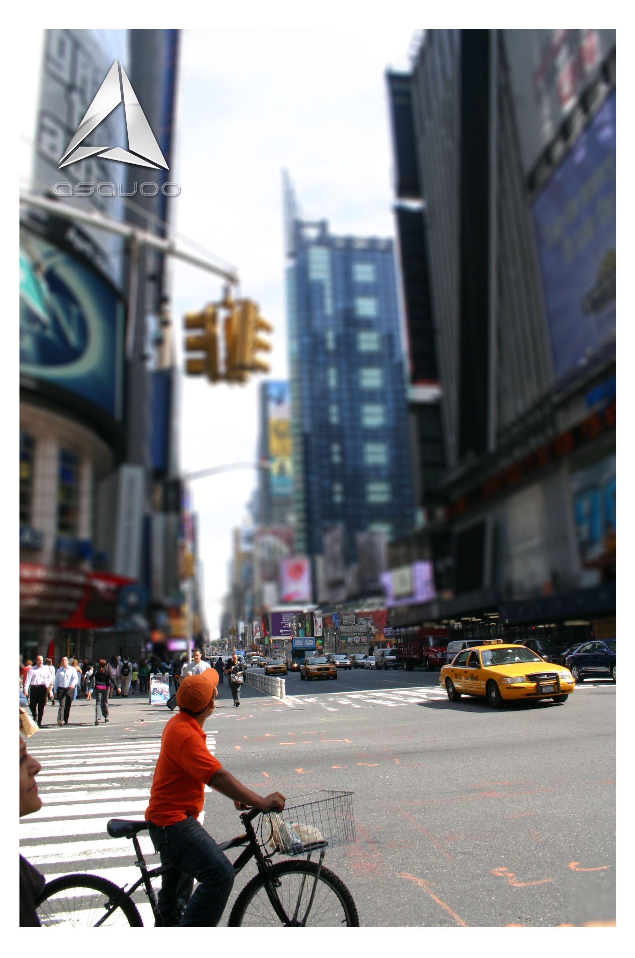 Bicyclist in Times Square