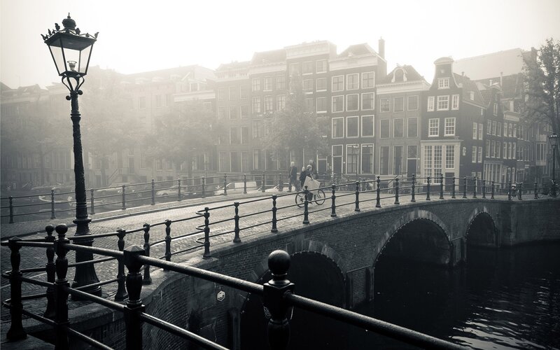 Bicyclist on Bridge — Black