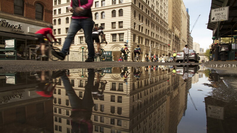 Bicyclists in City Street