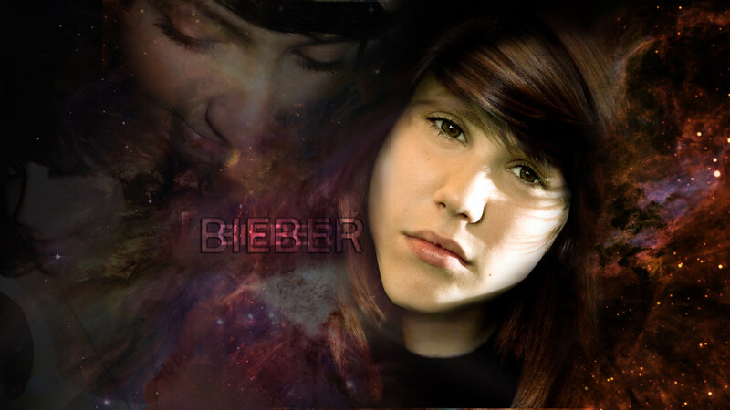 Bieber fan art with cosmic background