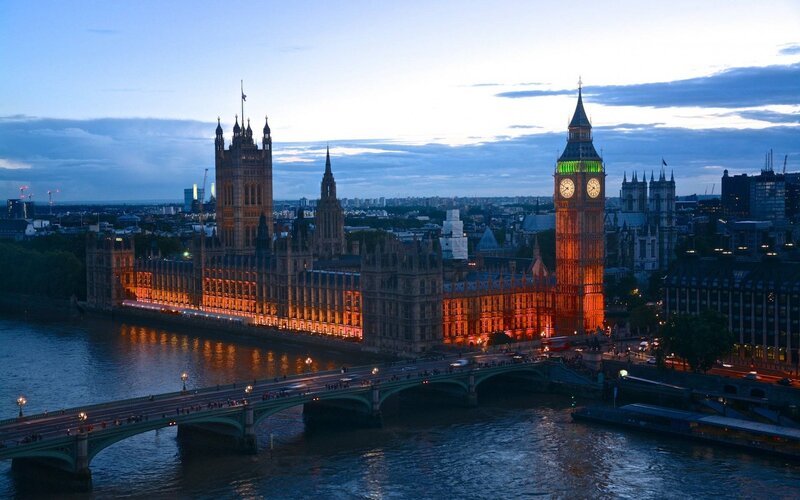 Big Ben and Parliament — Blue, Dramatic, Sunset, Photograph