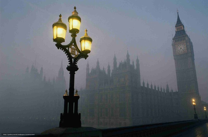 Big Ben and Parliament — Gray, Misty, Morning, Photograph