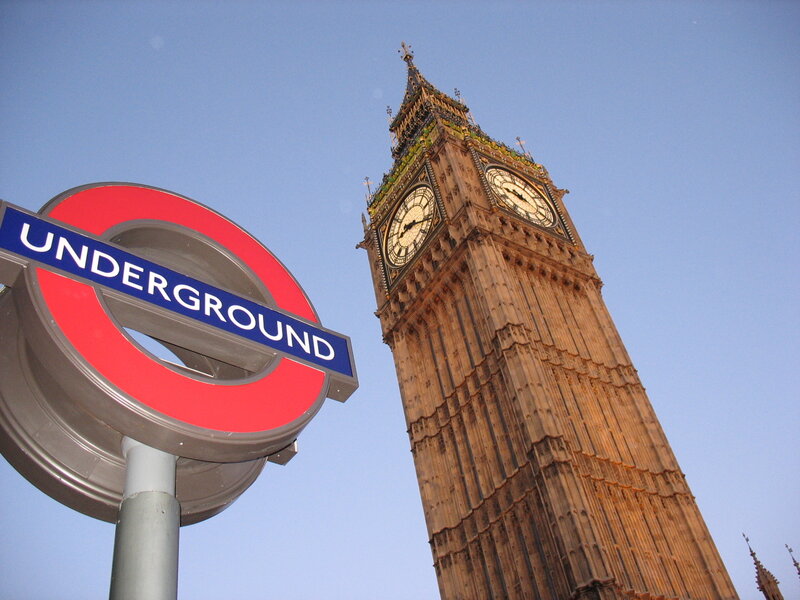 Big Ben and Underground Sign — Blue