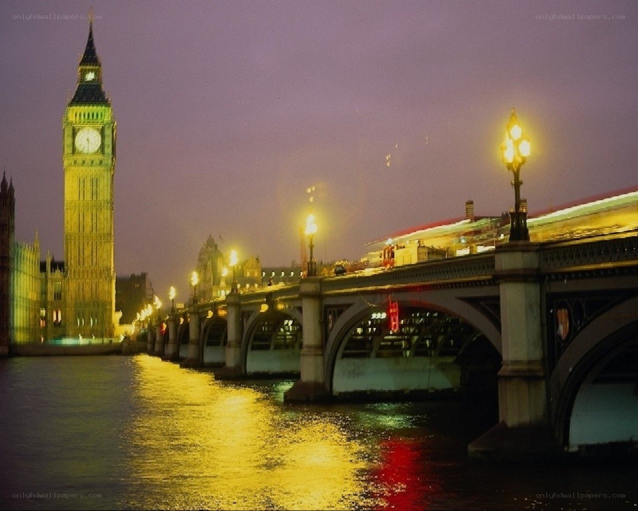 Big Ben and Westminster Bridge at night