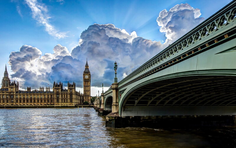Big Ben and Westminster Bridge — Blue, Dramatic, Afternoon, Photograph