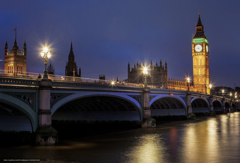 Big Ben and Westminster Bridge — Blue, Dramatic, Night