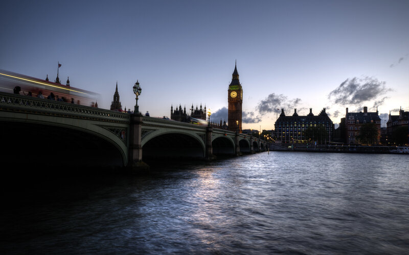 Big Ben and Westminster Bridge — Blue, Dramatic