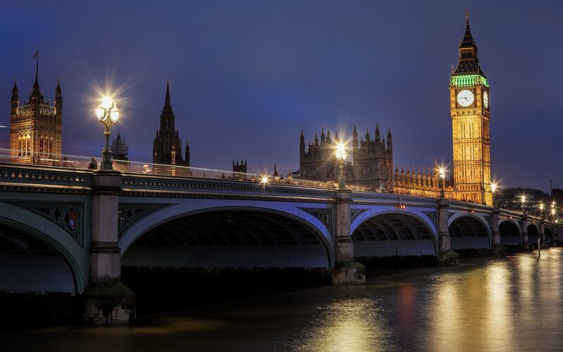 Big Ben and Westminster Bridge — Blue, Serene, Night