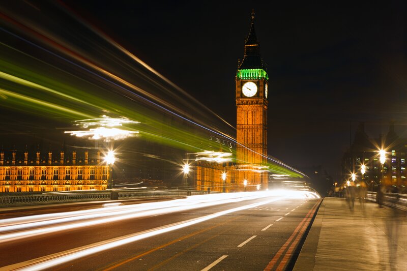 Big Ben at Night — Black, Dynamic, Photograph