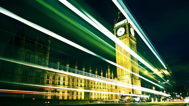 Big Ben at Night — Green, Dynamic, Photograph