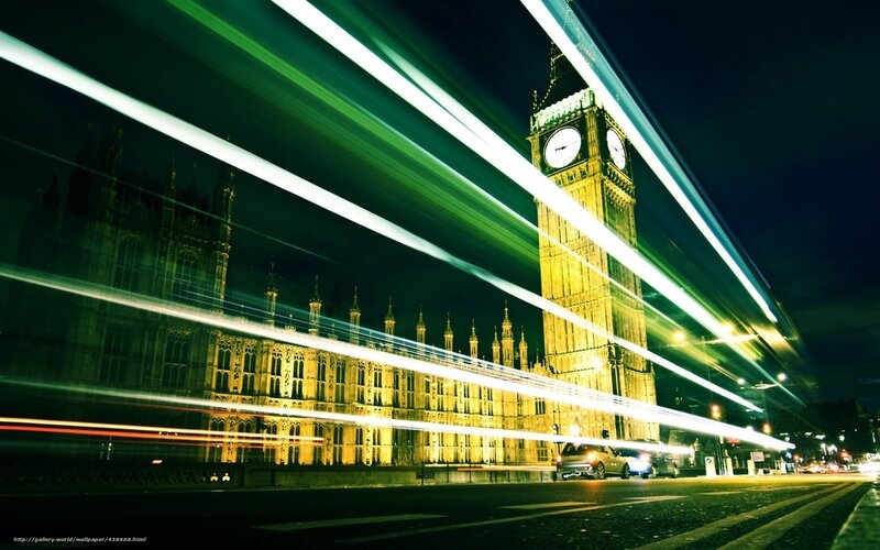 Big Ben at Night — Green, Dynamic