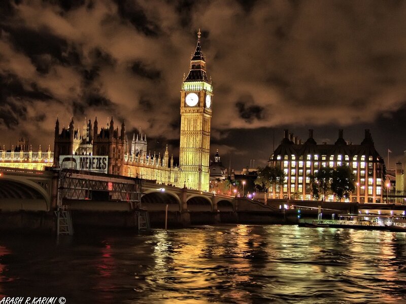 Big Ben at Night — Yellow, Dramatic