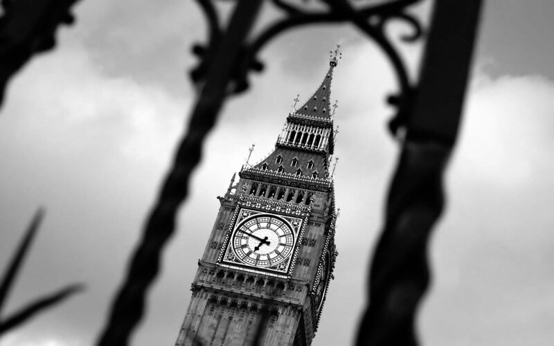 Big Ben Clock Tower — Black, Dramatic