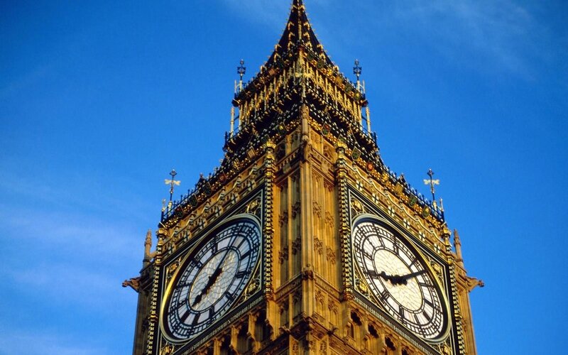 Big Ben Clock Tower — Blue, Dramatic, Afternoon, Photograph, Clocks, Blue Sky