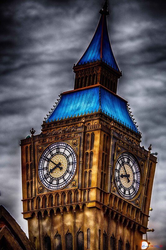 Big Ben Clock Tower — Blue, Dramatic, Photograph