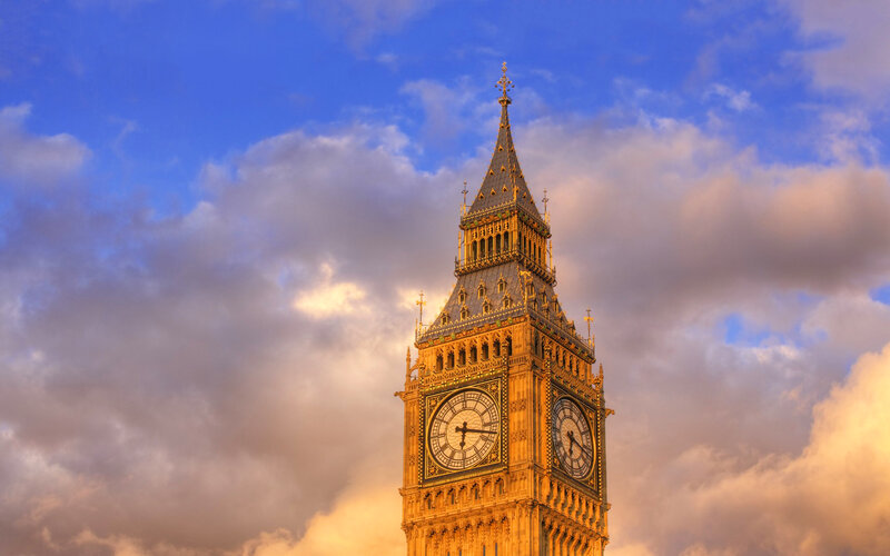 Big Ben Clock Tower — Blue, Dramatic, Sunset