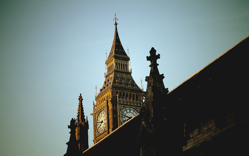 Big Ben Clock Tower — Blue, Dramatic