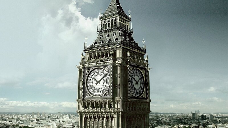 Big Ben Clock Tower — Gray, Dramatic, Afternoon, Photograph, Cityscape, Sky, Clouds, White