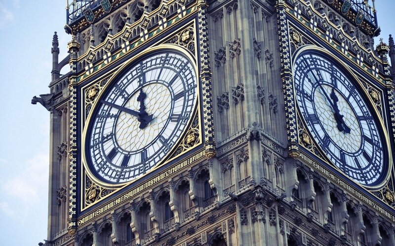 Big Ben Clock Tower — Gray, Dramatic, Afternoon, Photograph, Clock Face