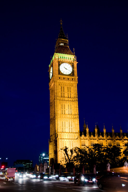 Big Ben Clock Tower — Yellow, Dramatic