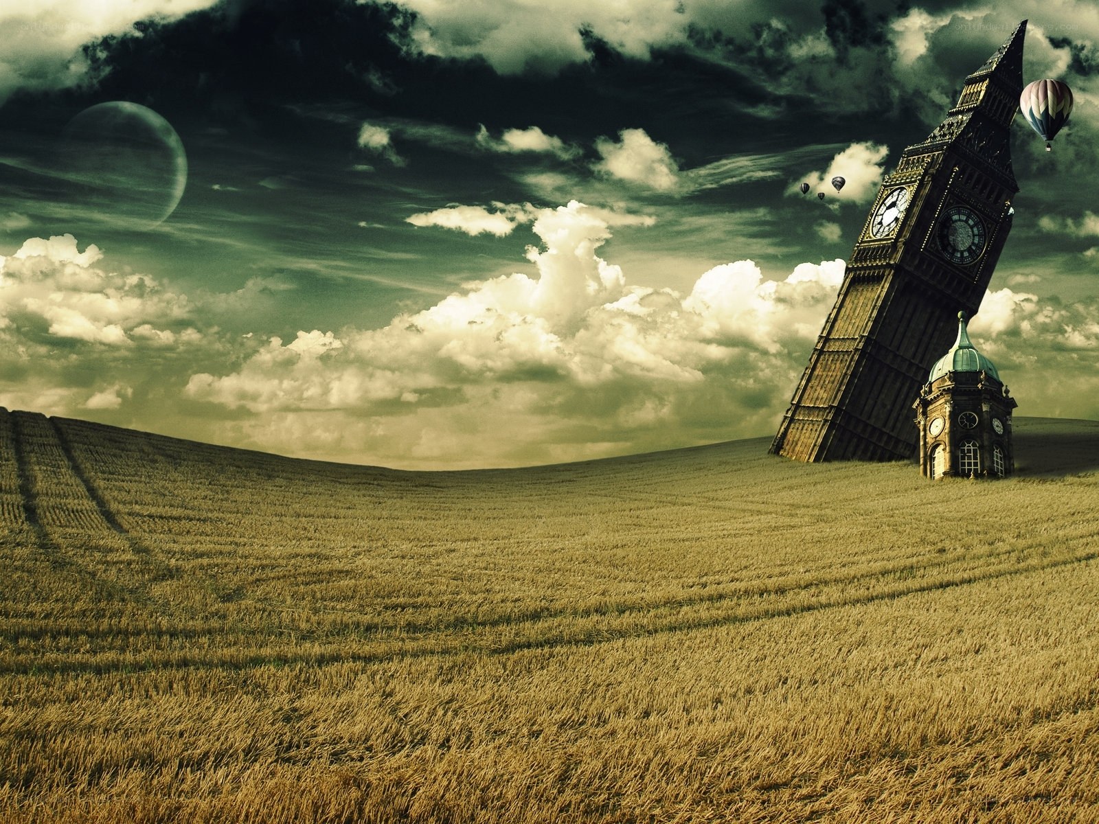 Big Ben in a surreal field
