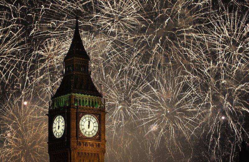 Big Ben with fireworks display