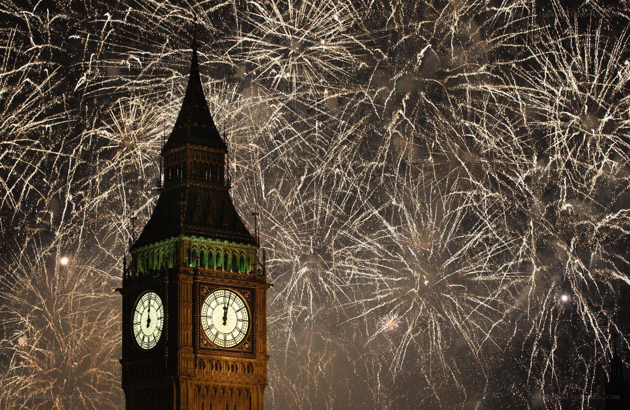 Big Ben with fireworks display