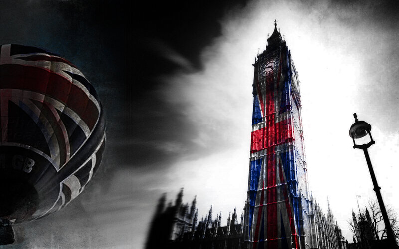 Big Ben with Union Jack — Red