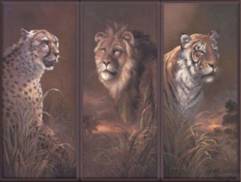 Big Cats Triptych Art