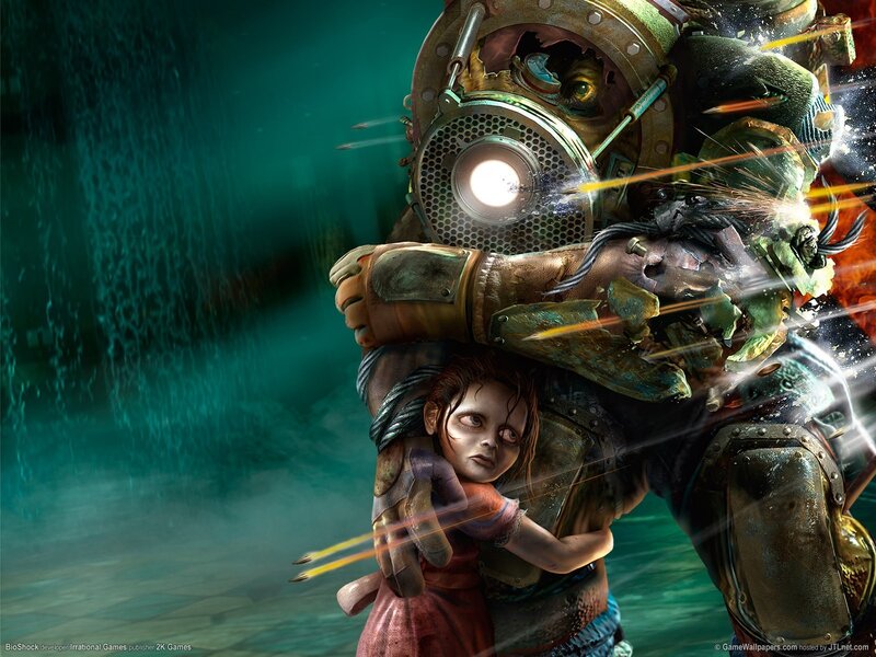 Big Daddy Holding Little Girl — Green, Dramatic