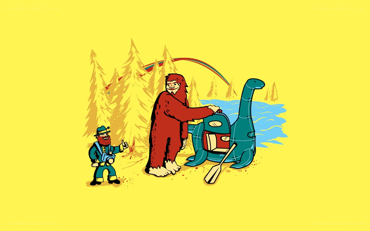 Bigfoot and Nessie camping