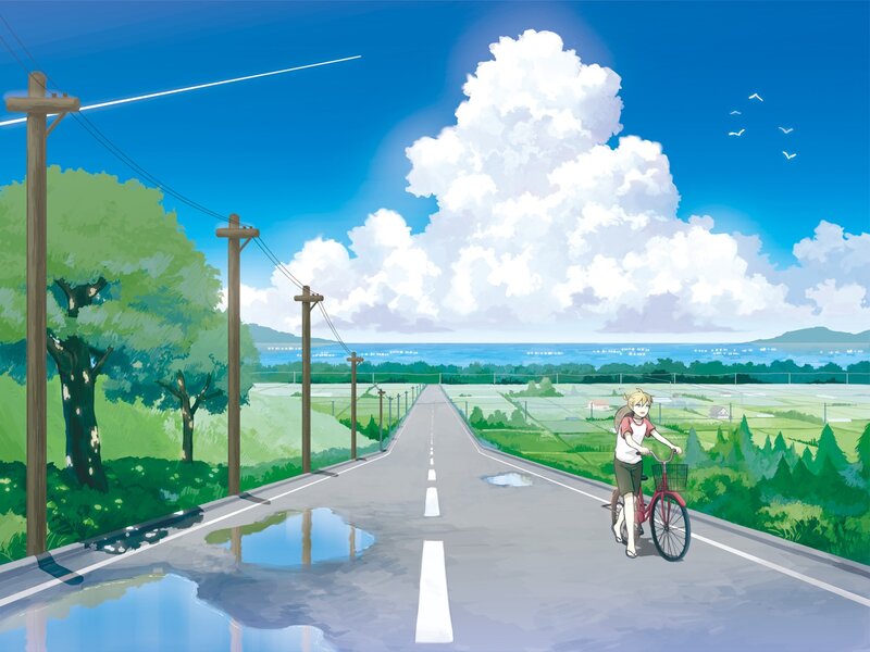 Bike ride on a sunny road