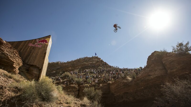 Bike rider mid-air jump
