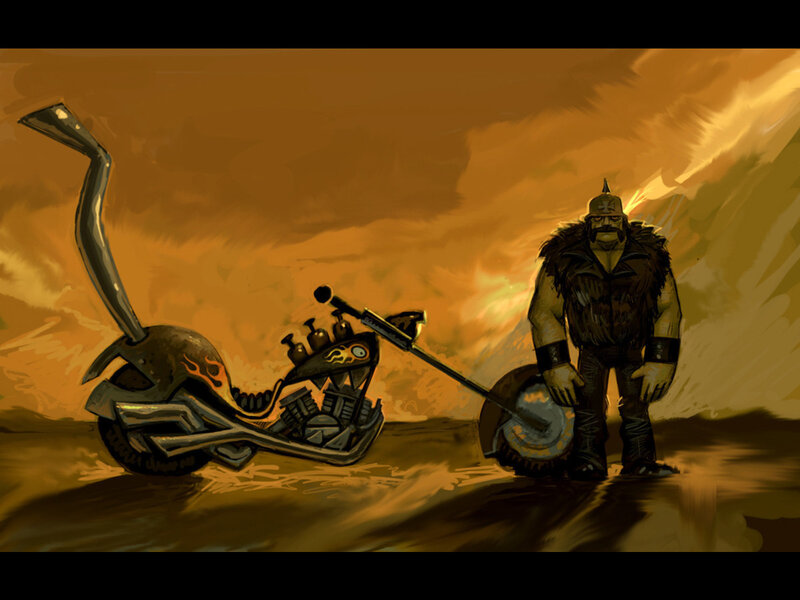Biker and his motorcycle
