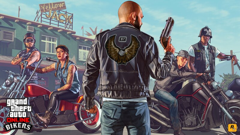 Biker Gang on Motorcycles — Black