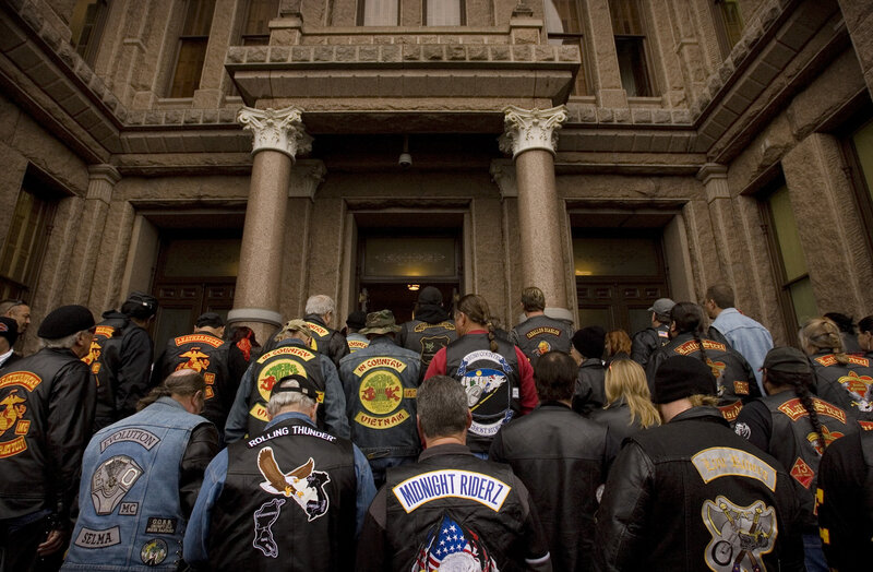 Biker Gang Outside Building