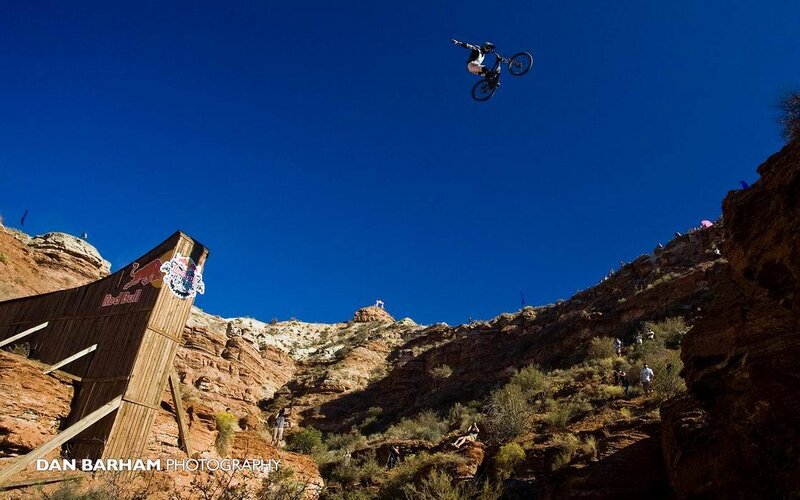 Biker in Mid-air Jump — Blue