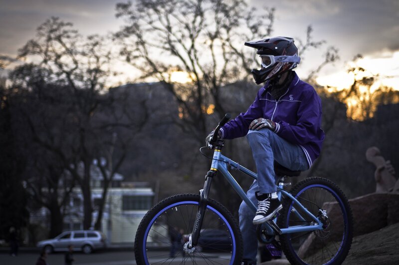 Biker on a bike at dusk