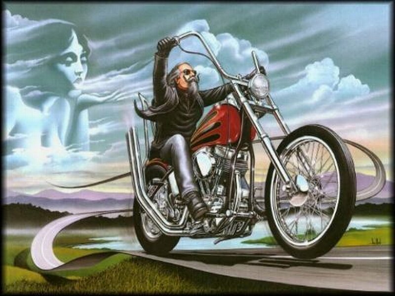Biker on a winding road