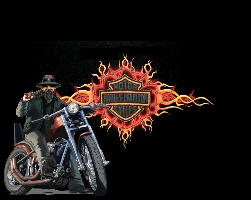 Biker on Motorcycle — Black, Dramatic, Digital Art