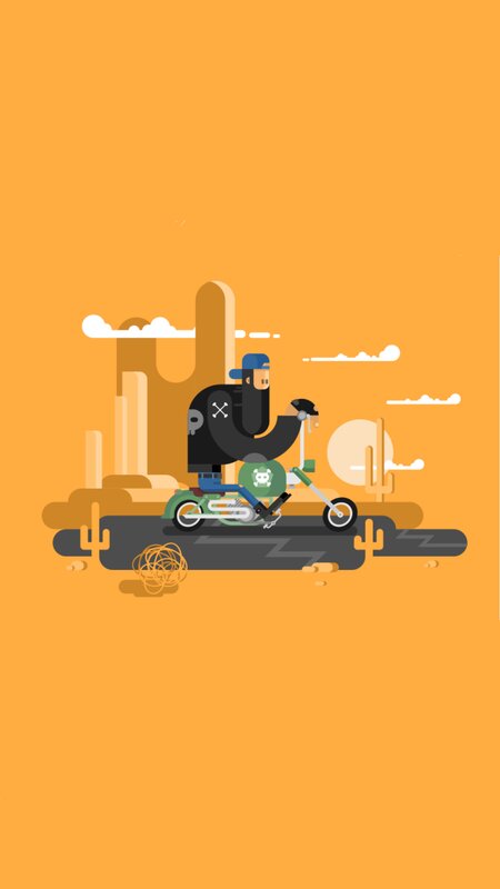 Biker on Motorcycle — Orange
