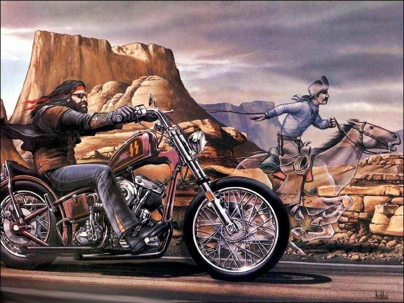 Biker on Motorcycle