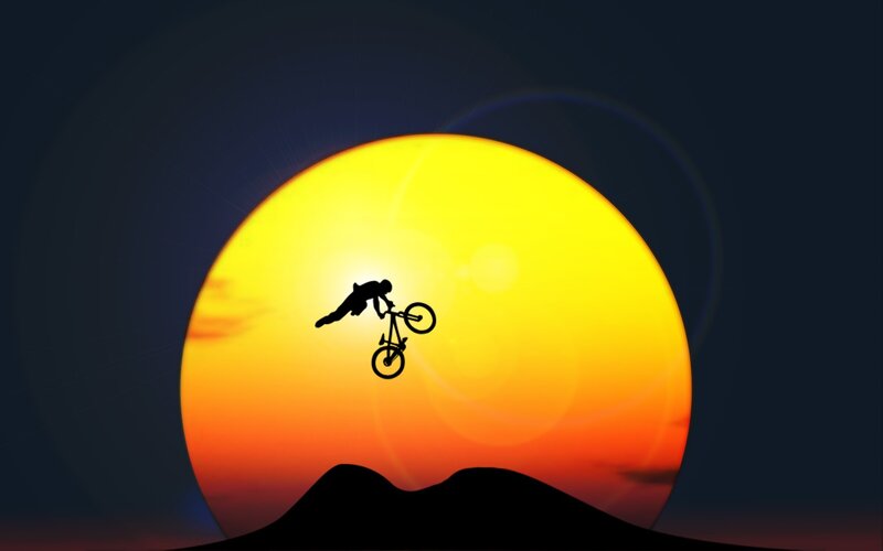 biker silhouette at sunset